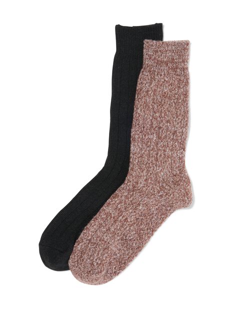 2 paires de chaussettes d’intérieur homme marron