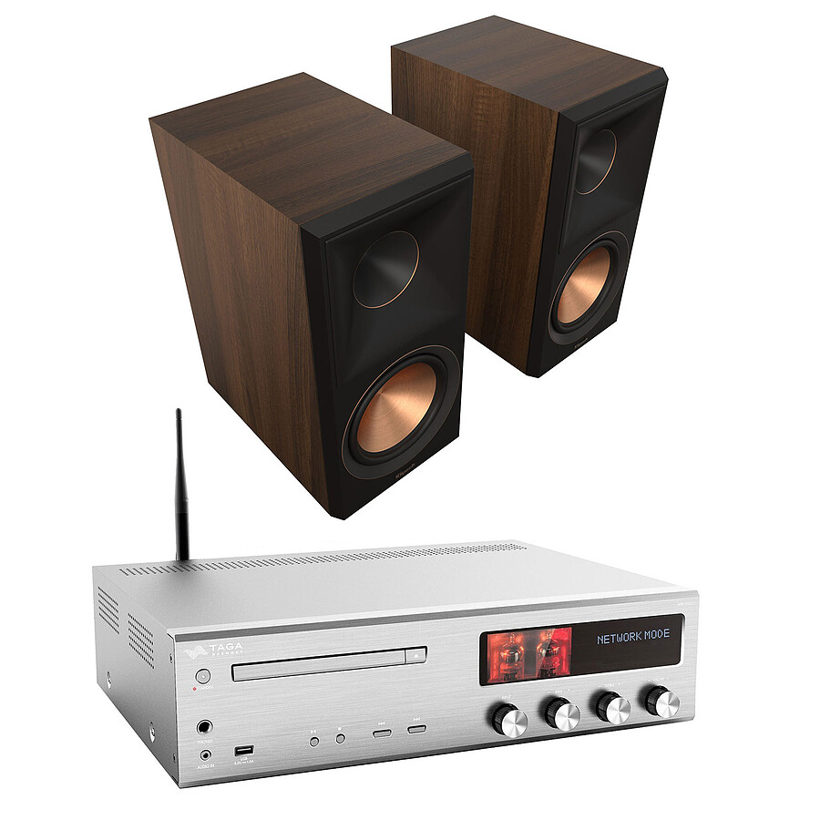 Taga Harmony HTR-1500CD Argent + Klipsch RP-600M II Noyer