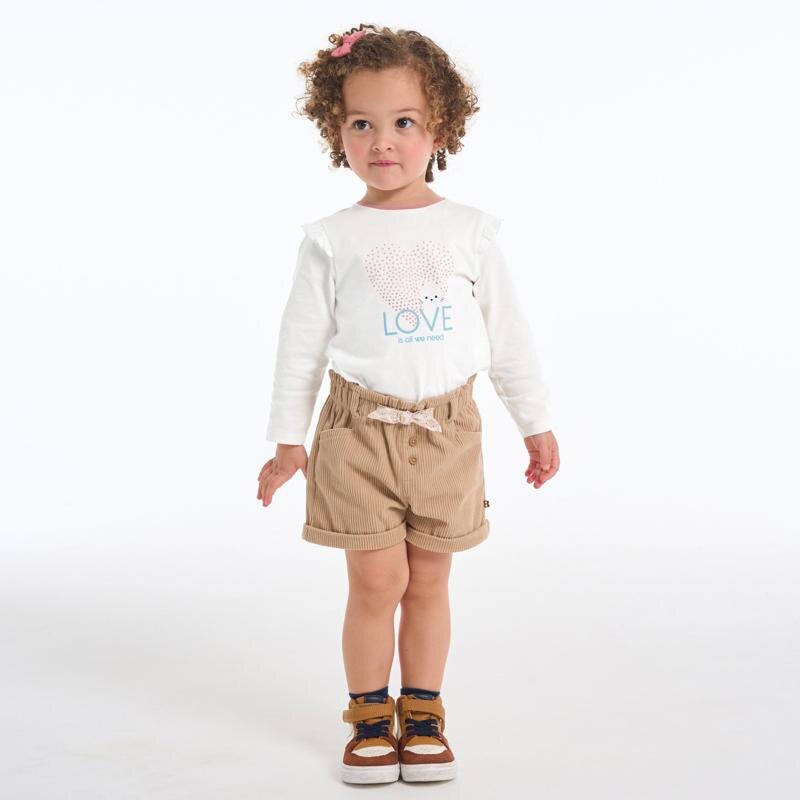 T-shirt impression cœur à volants blanc bébé fille Blanc