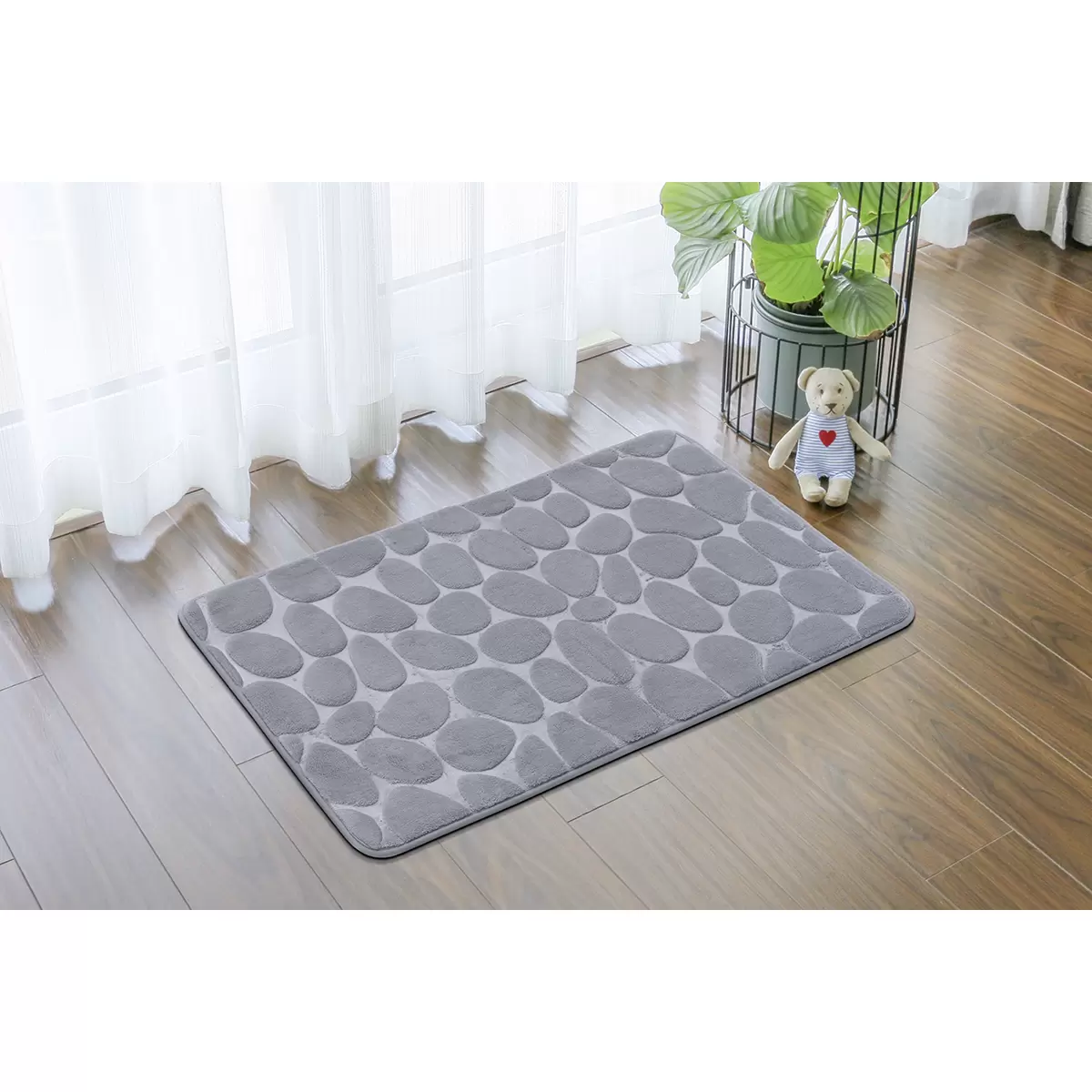 Badteppich rutschhemmend Stone Grau