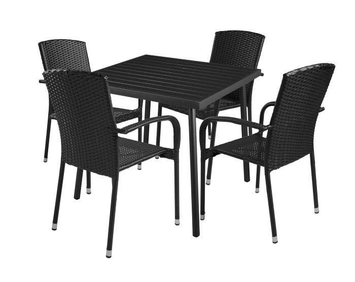 Havestol Lissabon stabelbar sort - Sunlife