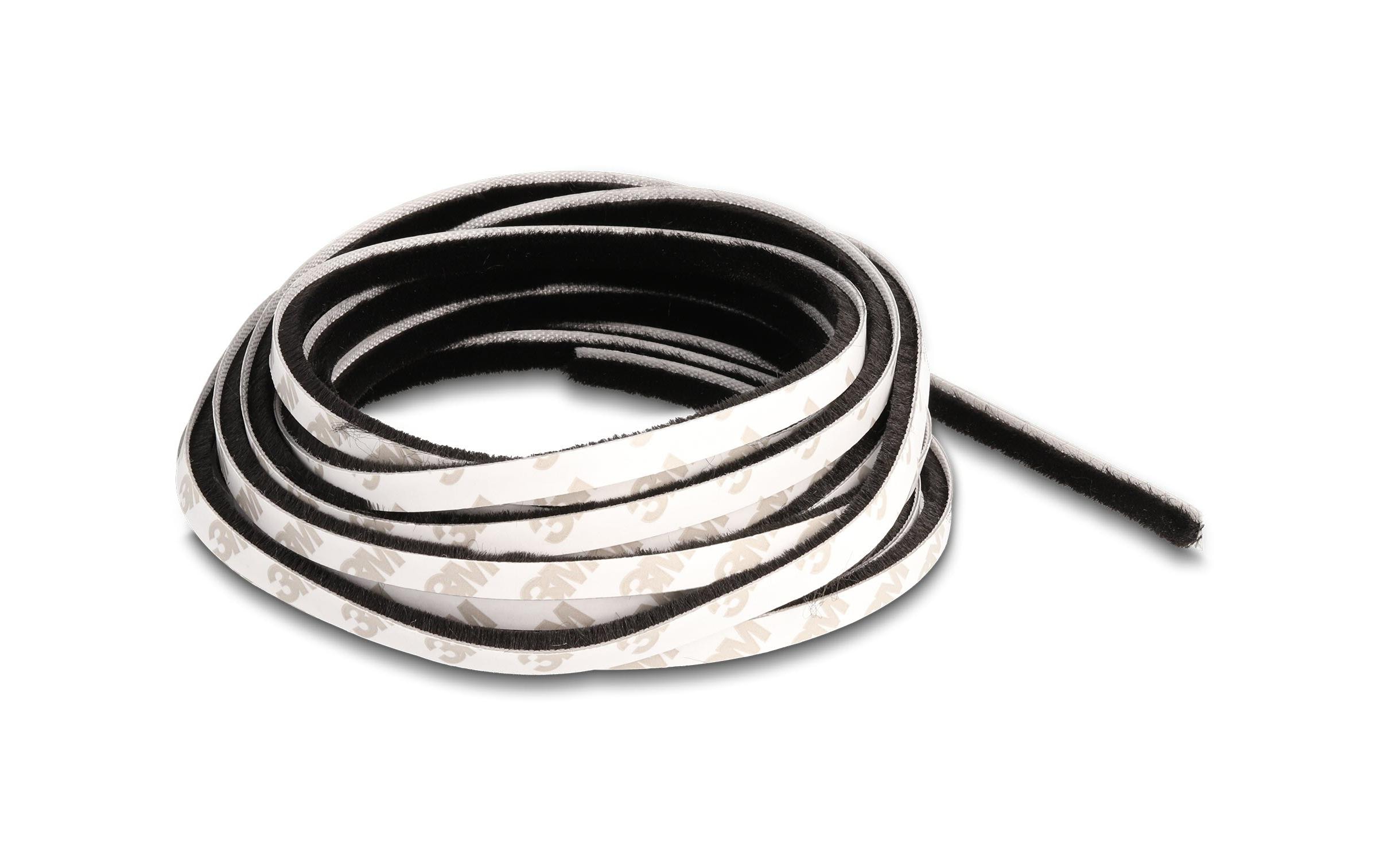 Bürstenstreifen selbstklebend schwarz, 5mm - 5mDelock Bürstenstreifen selbstklebend 5 mm – Länge 5 m schwarz