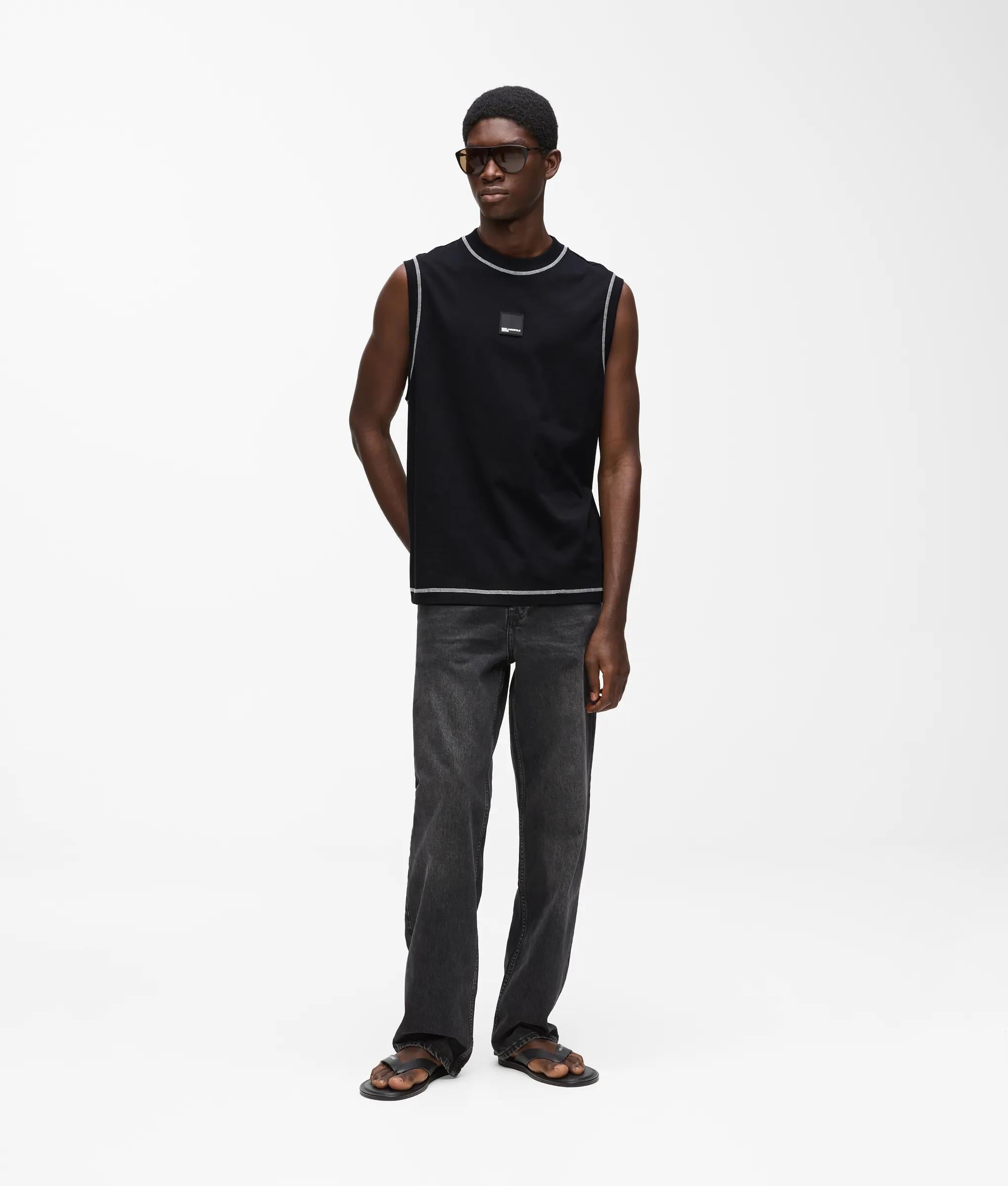 Relaxte tanktop met contrasterende steek