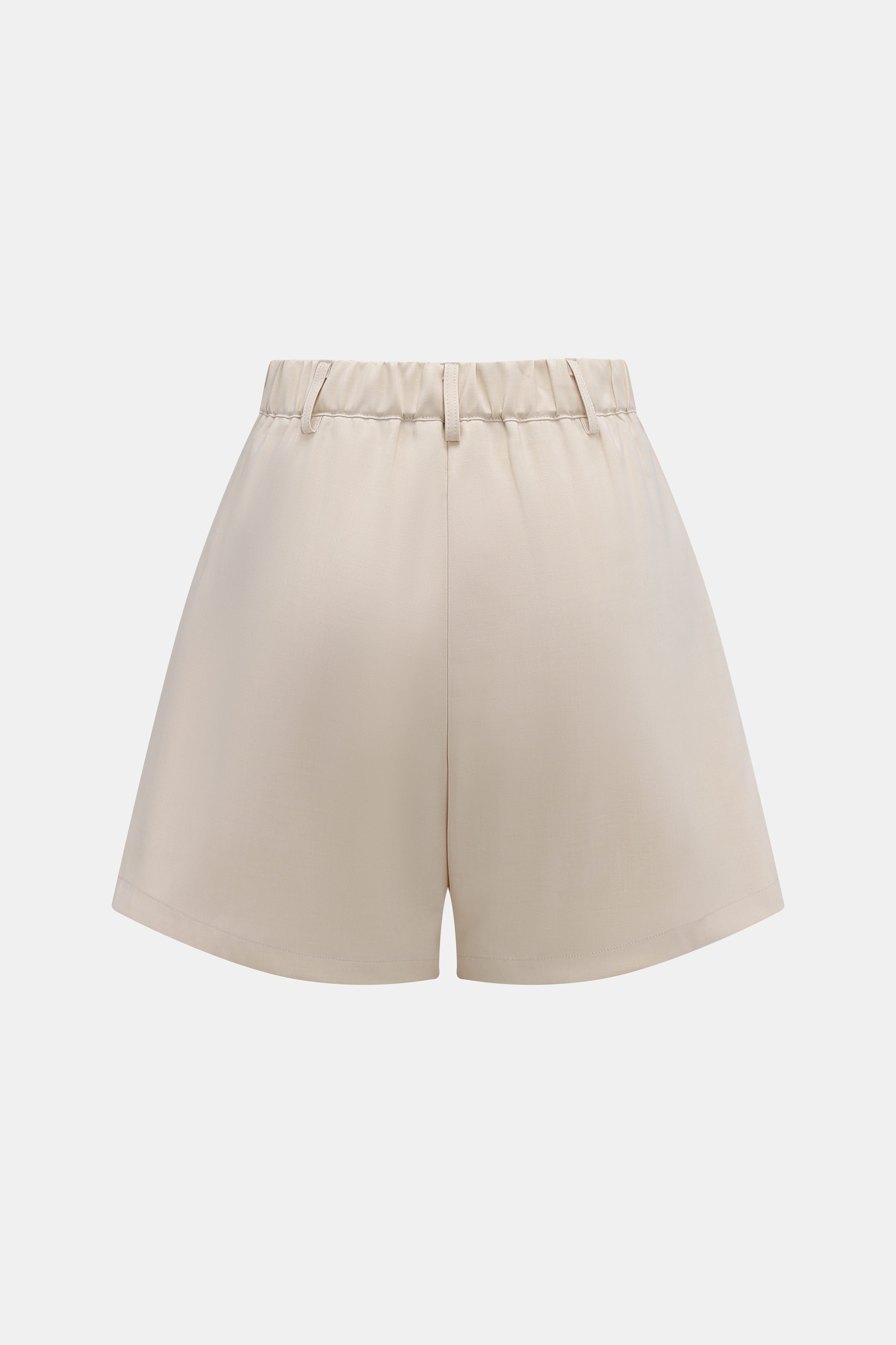 Short large plissé beige