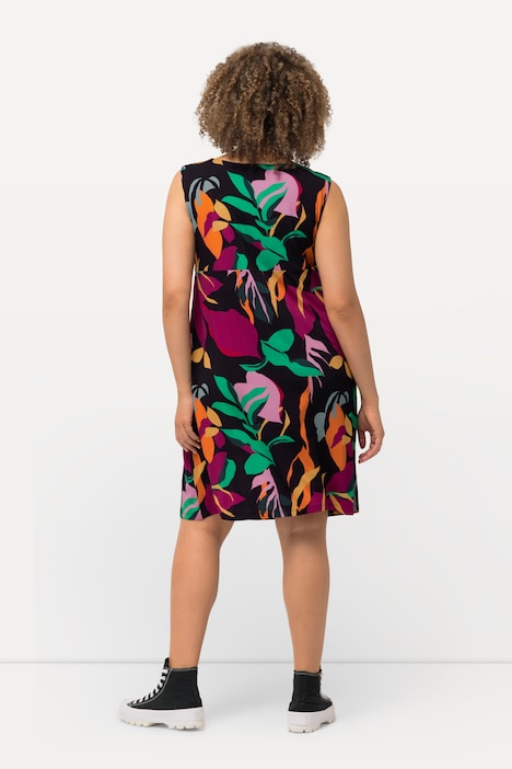 Jersey-Minikleid, floraler Druck, Rundhals, ärmellos