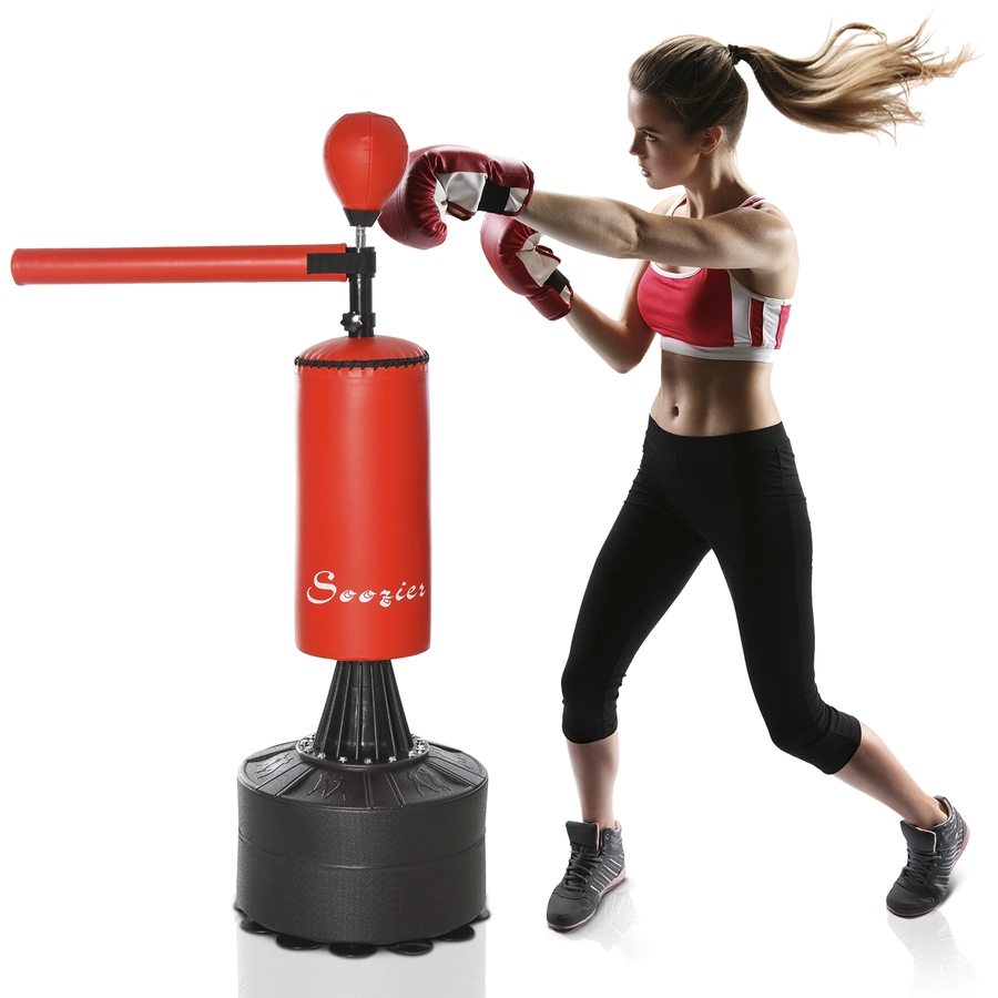 HOMCOM Boxtrainingsgerät mit drehbaren Arm schwarz, rot