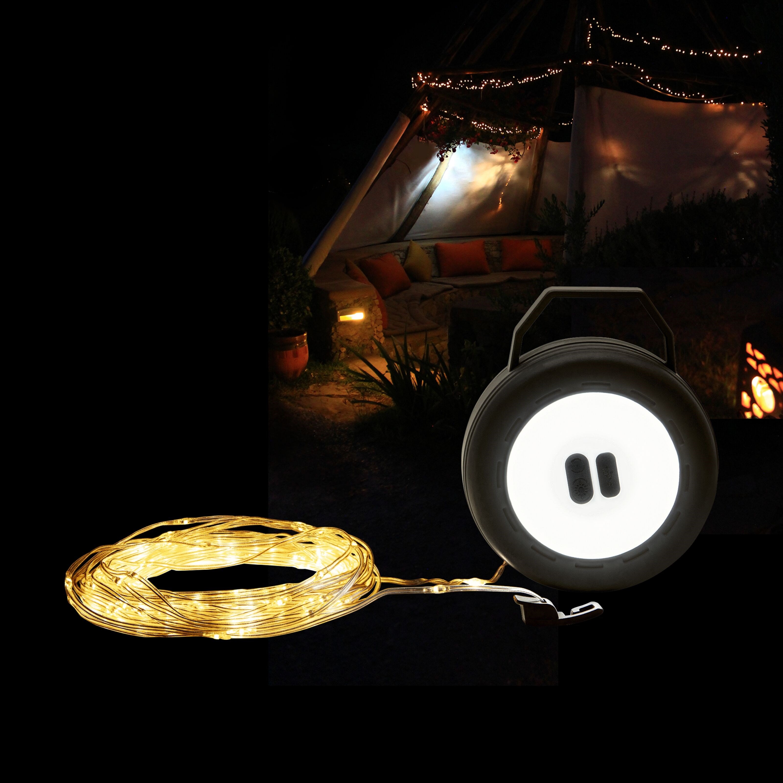 Luxorparts Bærbar campinglyskaster med LED-lyslenke