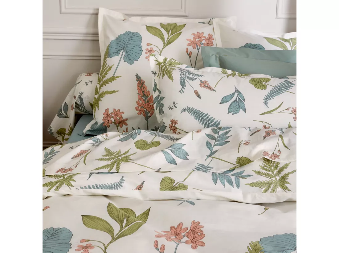 Housse de couette 300x240 cm percale coton FÉERIE Blanc sauge