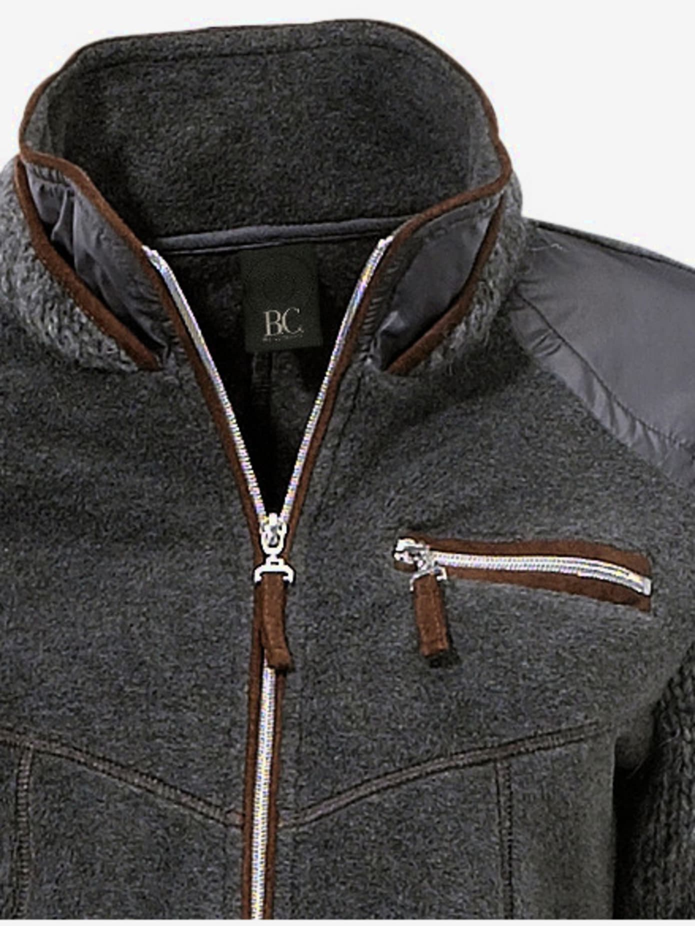 Veste sweat mélange polaire et tricot