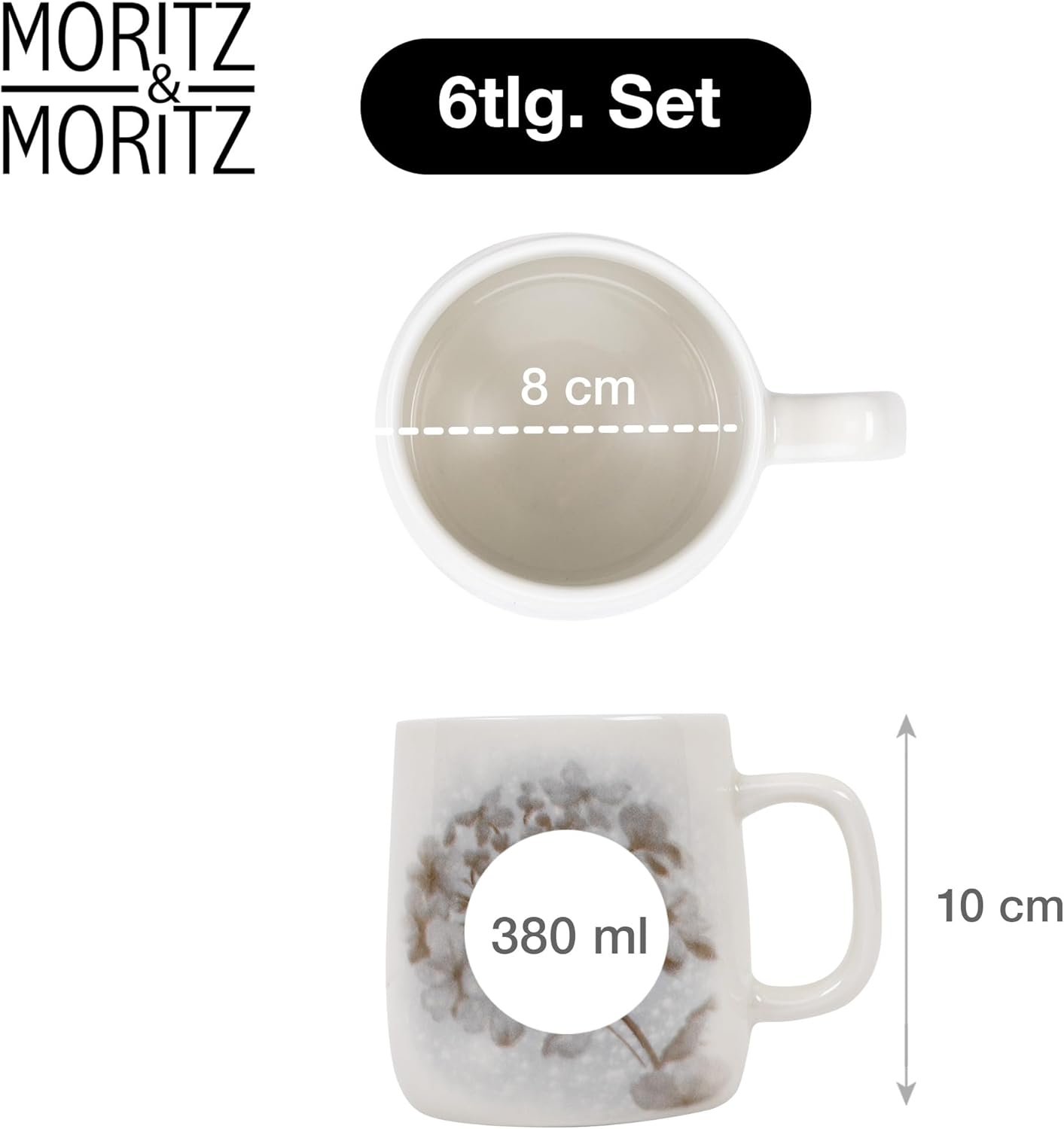 Moritz & Moritz BLOSSOM Porzellan Geschirrset 6 Personen 24-tlg. - Modernes Tafelservice mit verspieltem Design - Pflegeleichtes Kaffeeservice mit Teller Set, Schüsseln & Tassen - Kombiservice