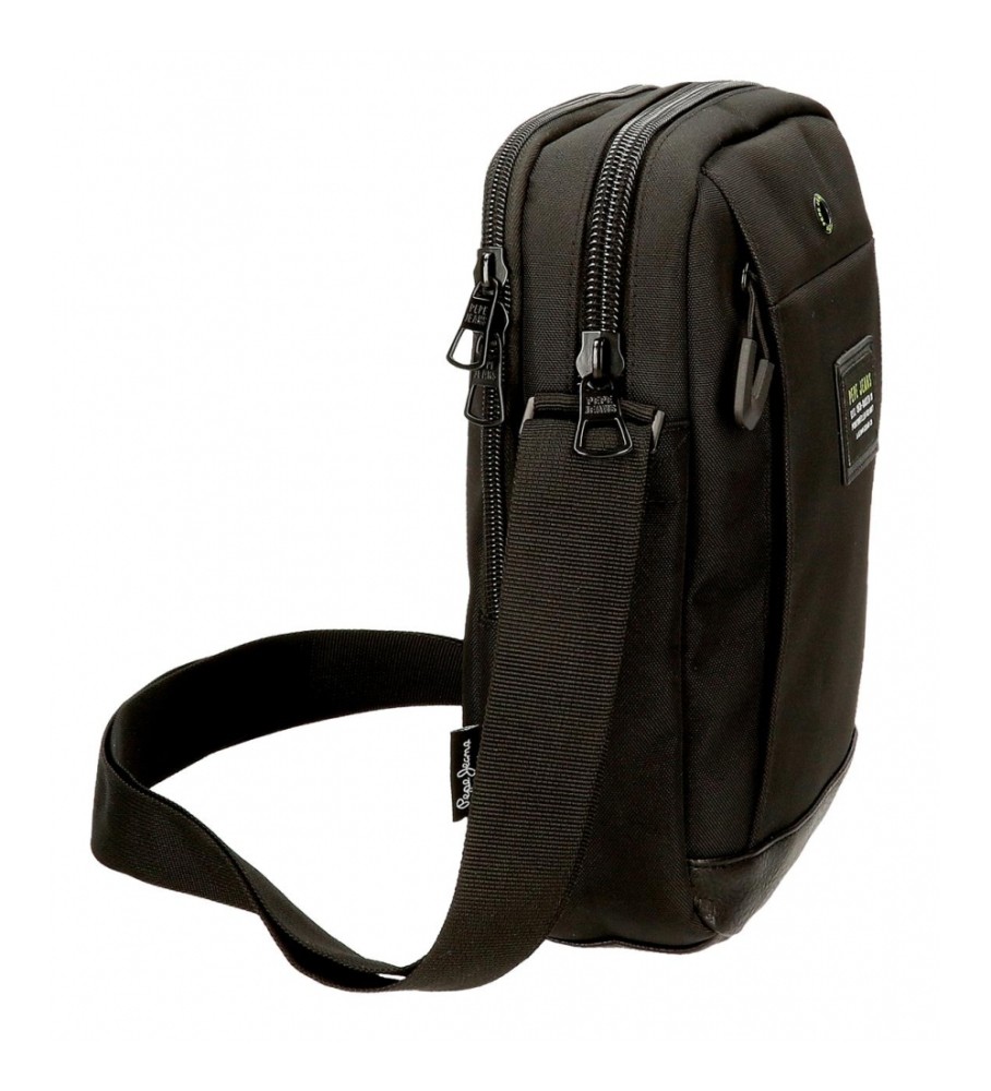 Bolsa de ombro grande Pepe Jeans Leighton para tablets, preta.
