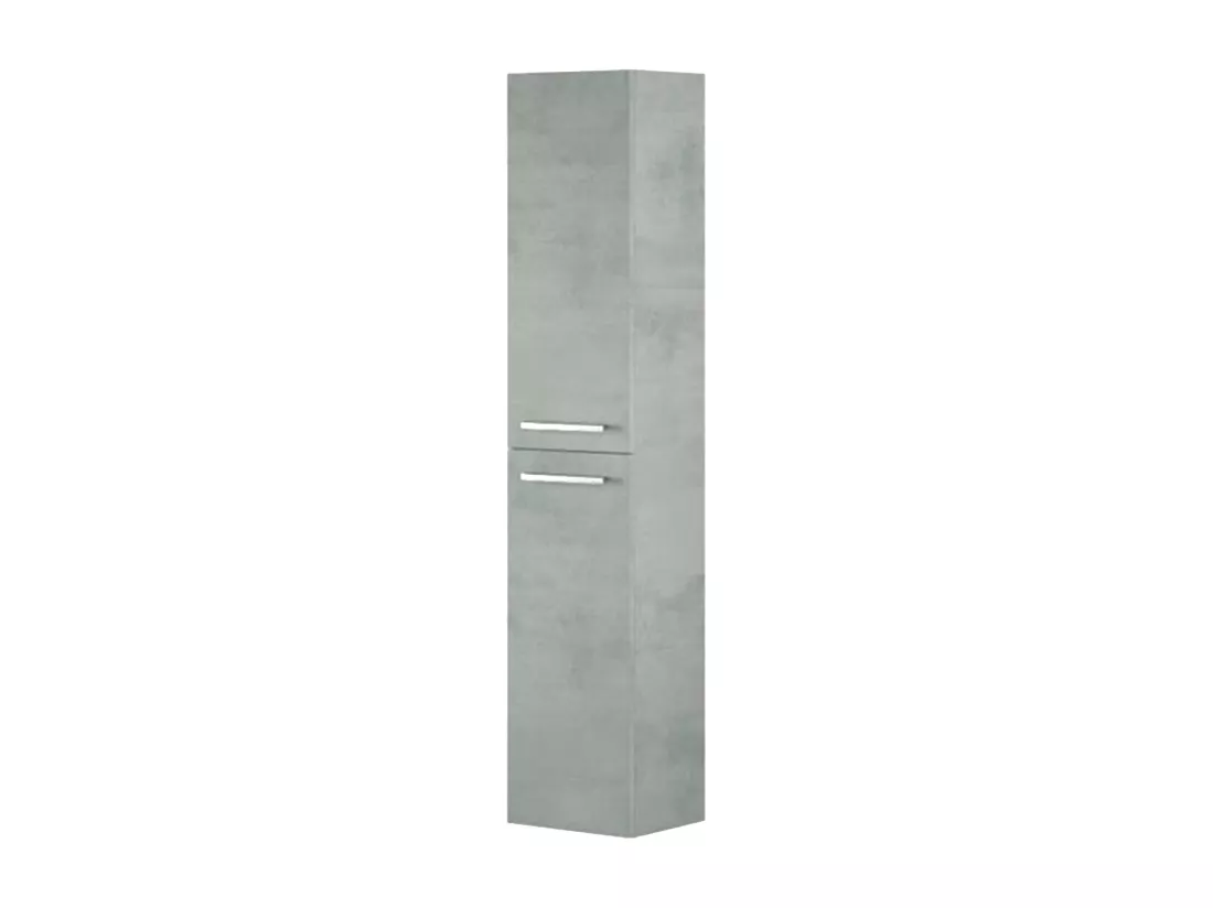 Colonne de salle de bain Dabado, Armoire colonne de salle de bain avec 2 portes, Armoire murale suspendue avec 2 étagères, 30x25h150 cm, Gris béton