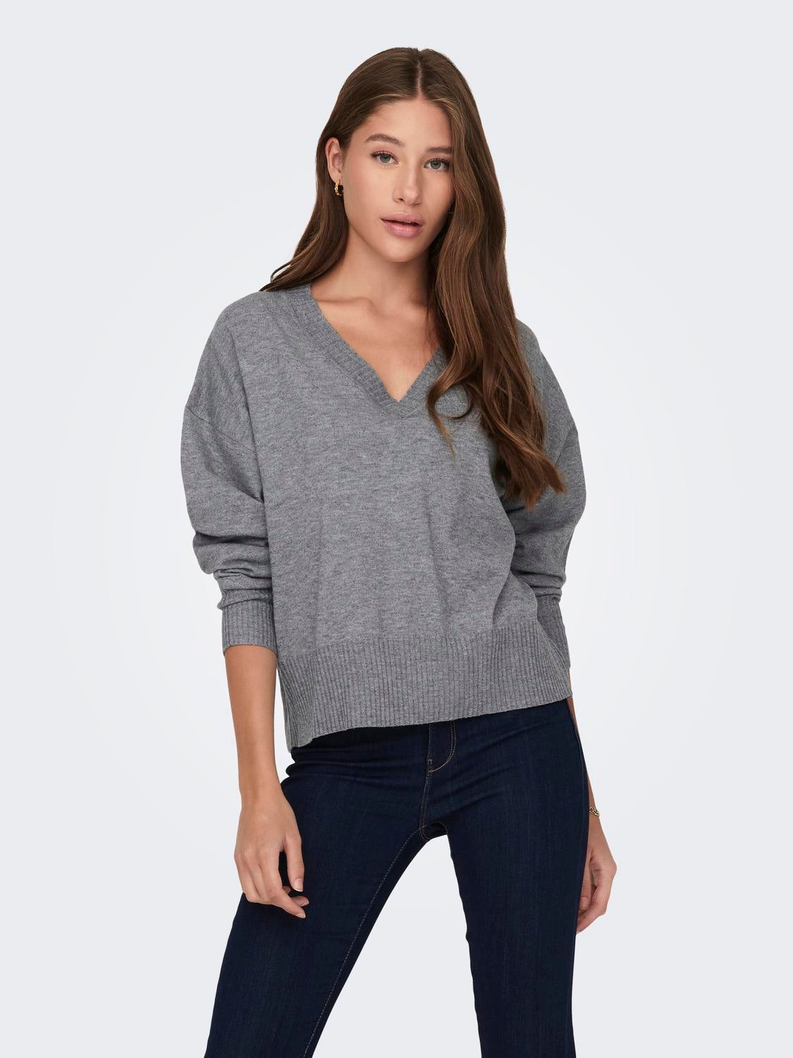 JDYPRIME Strickpullover Medium Grey Melange