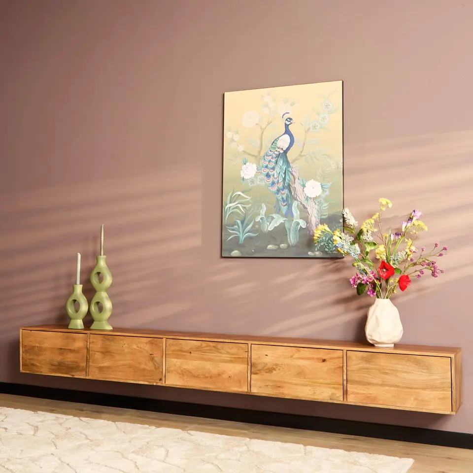 Zwevend Tv-meubel Naturel Hout - 280x35x30cm - Vision