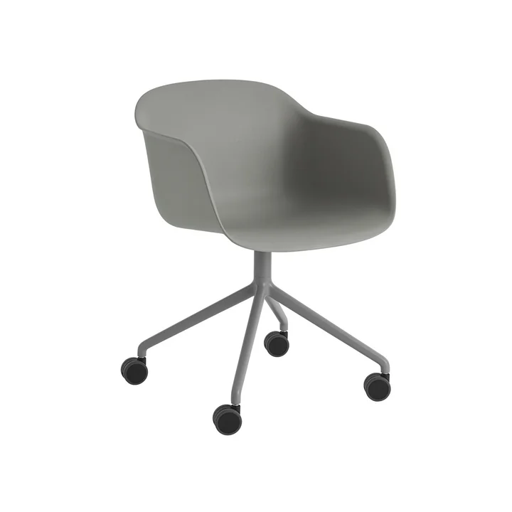 Muuto - Fiber Armchair Swivel mit Rollen, schwarz