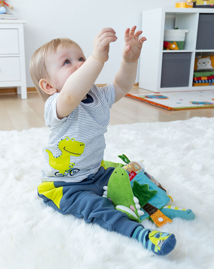 Sweat-Hose SPORTY DINO in blaugrau/limette
