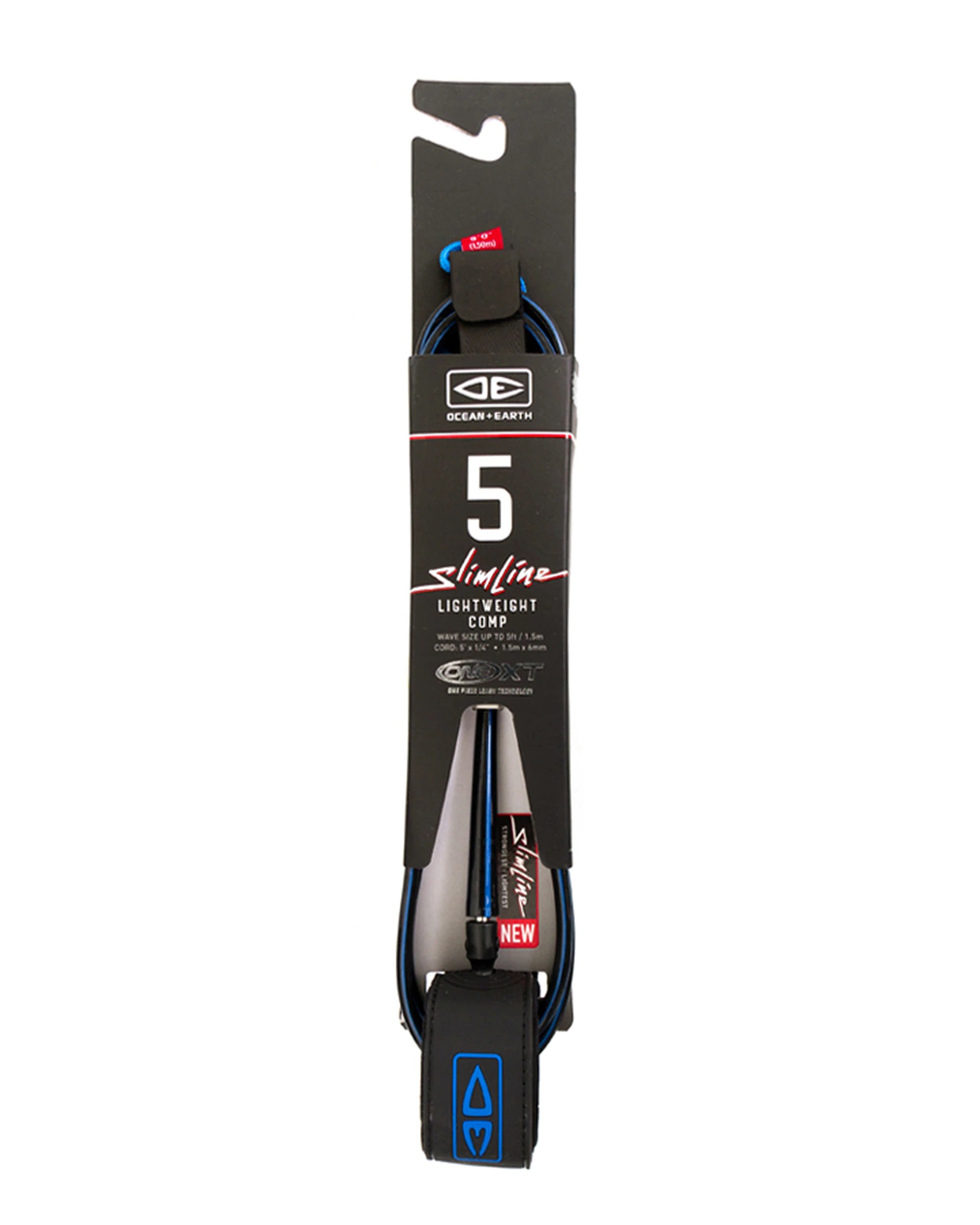 Ocean and earth Leash - Slim Line Comp One XT - 5'0 Black / Blue