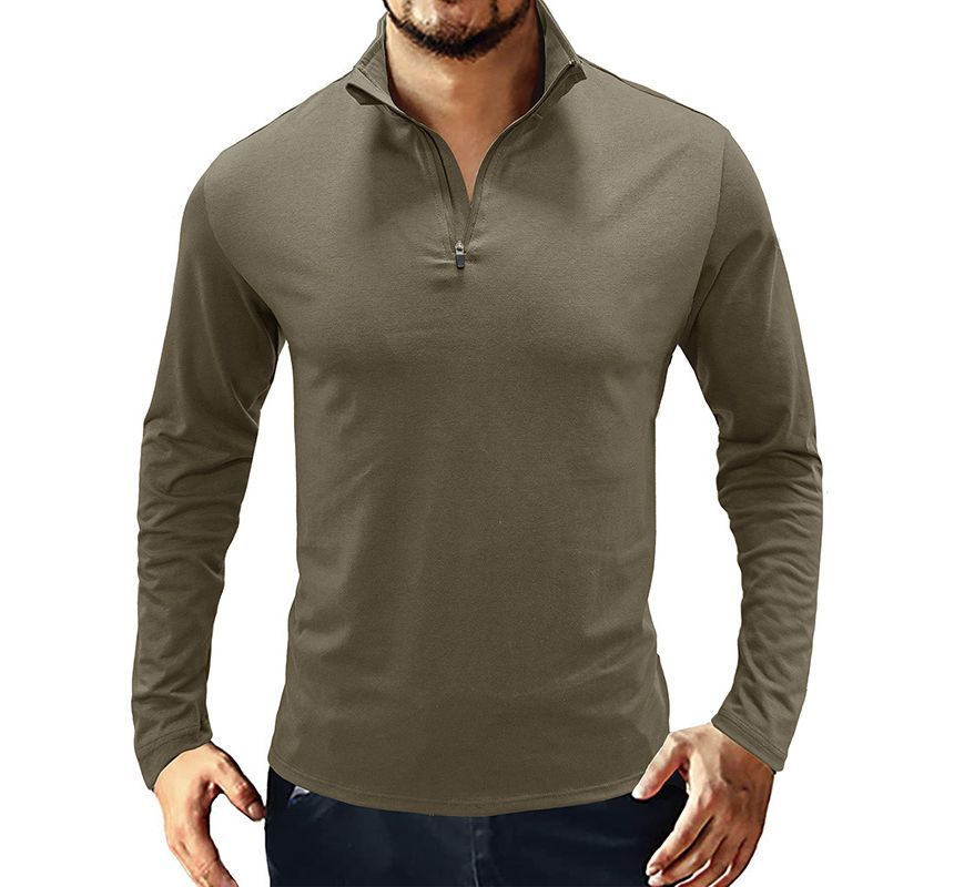 Dubbel Wit - Poloshirt met opstaande kraag en rits