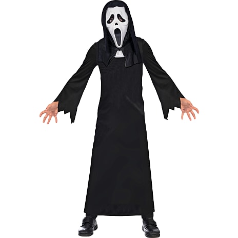 Halloween scream maske - hvid med sort