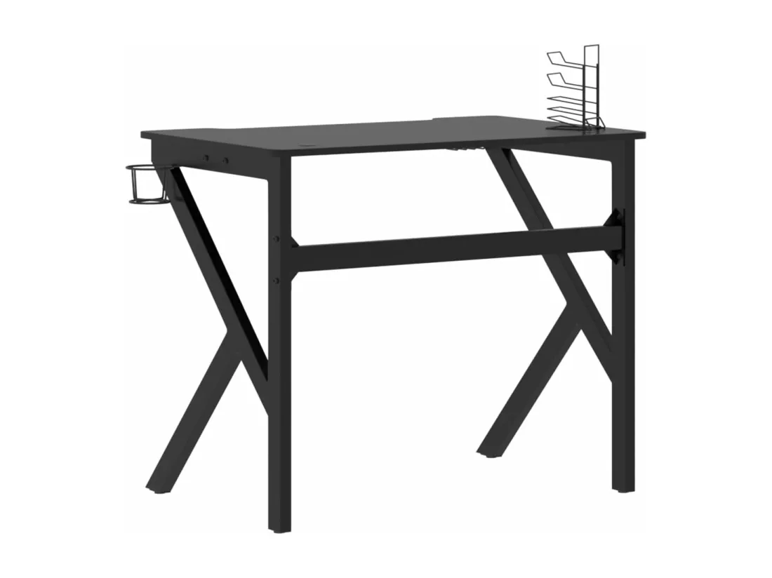 Bureau de jeu avec pieds en forme de K Noir 90x60x75 cm