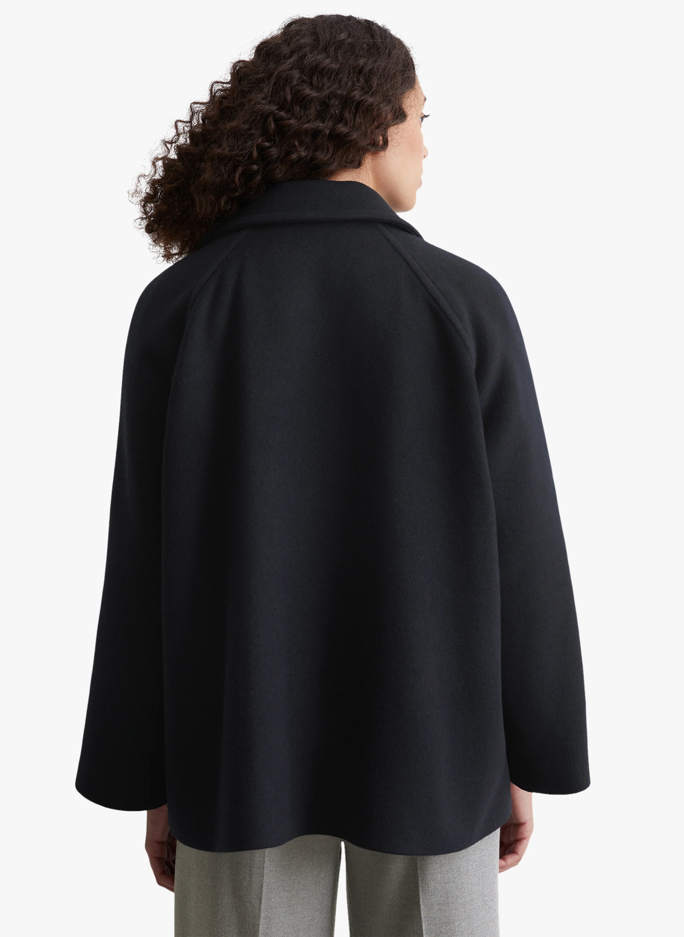 Caban ample en laine mélangée | Bleu