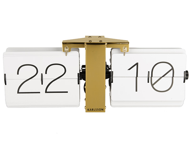Flip clock No Case white, brass stand