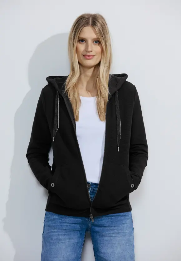 Kapuzen Sweatjacke - Black