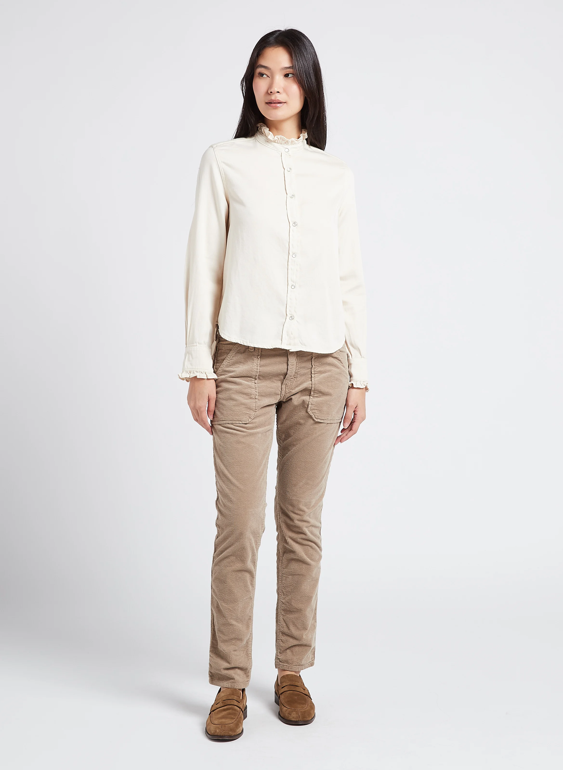 GABY - Chemise col victorien en coton| Blanc