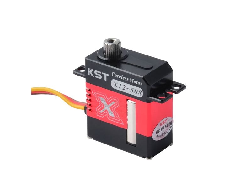 KST Mini Servo X12-508 V8.0 6.5 kg, 0.07 s, Digital HV Miniservo mit doppelt kugelgelagertem Metallgetriebe und Softstart