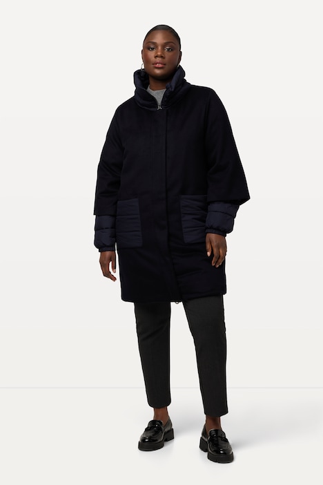 Jacke, Wollmix, A-Linie, Stehkragen, 2-Wege-Zipper