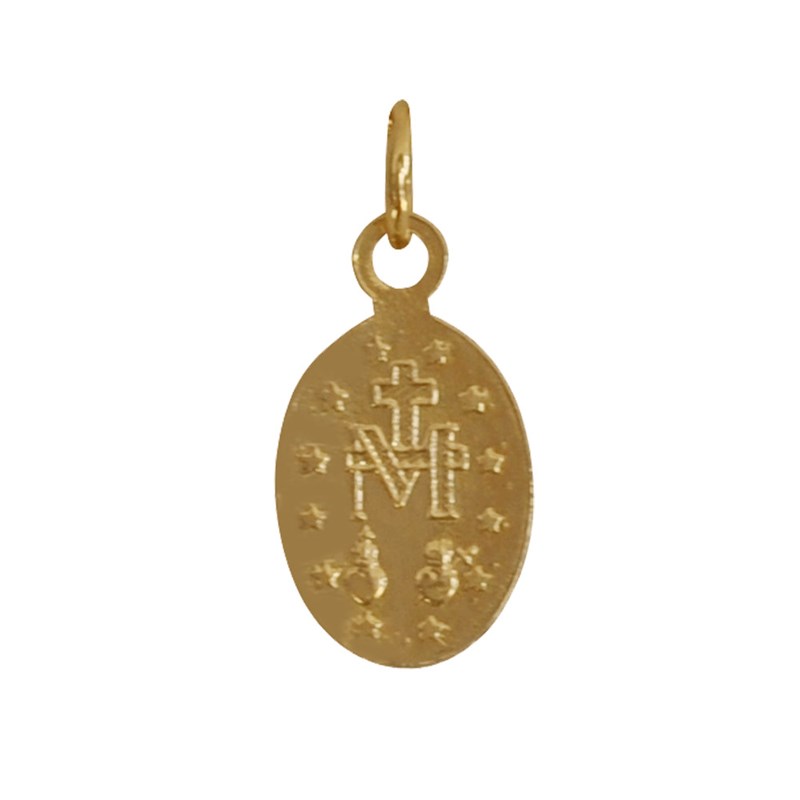 Pendentif Plaqué Or Petite Médaille Ovale Vierge Miraculeuse
