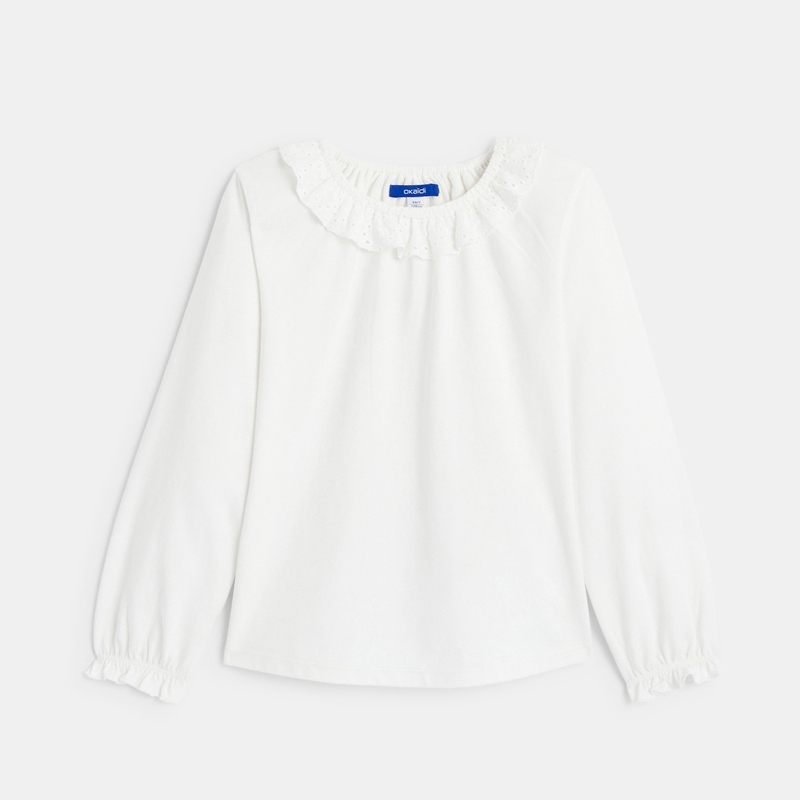 T-shirt à col collerette blanc Fille