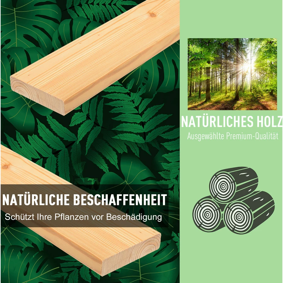 Outsunny Hochbeet mit Vliesstofftuch natur