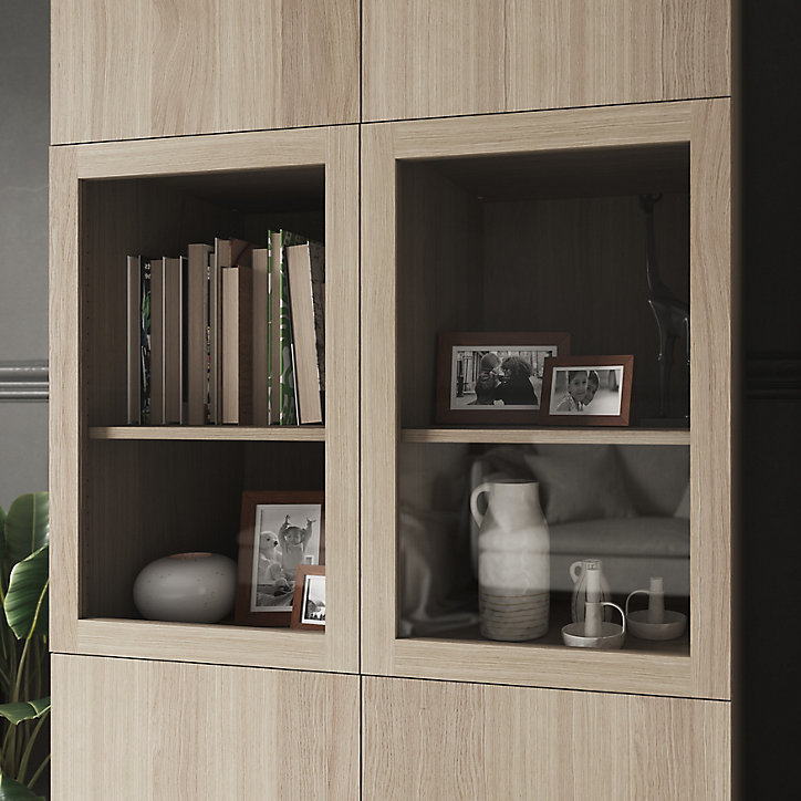 Porte battante effet chêne en verre GoodHome Atomia H 74,7 x L. 49,7 cm