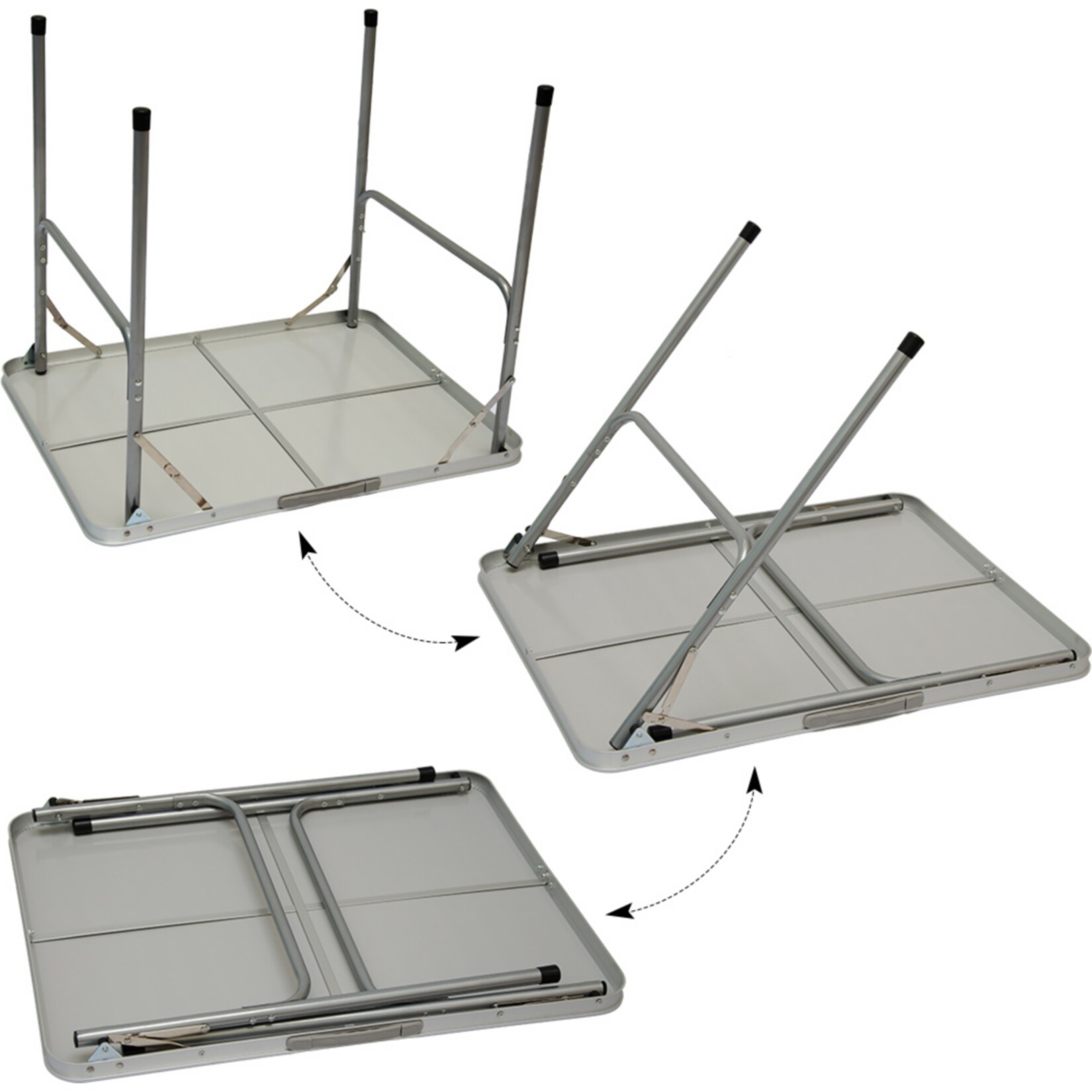 Campingtisch Aluminium Klapptisch 60x80x67cm Stahlrahmen MDF-Tischplatte Dunkelgrau praktisches Koff