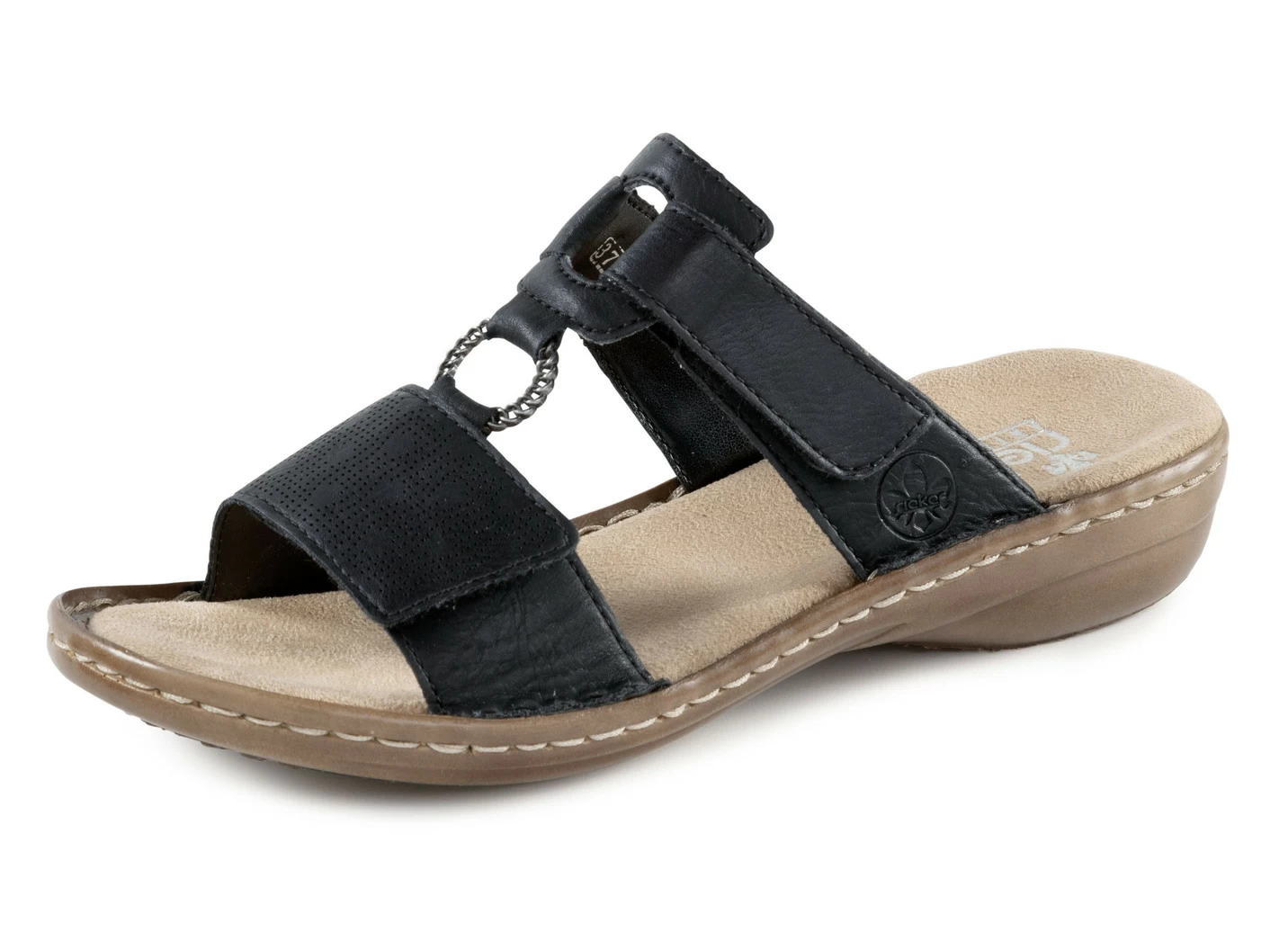 Rieker Pantolette mit dezenter Prägung und Metallschmuck