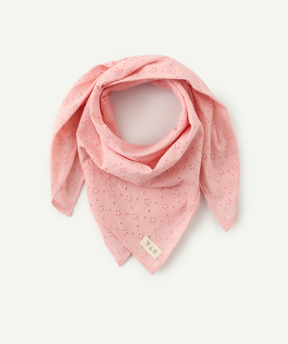 lot de 2 foulards bébé fille rose et blanc imprimé fleuri