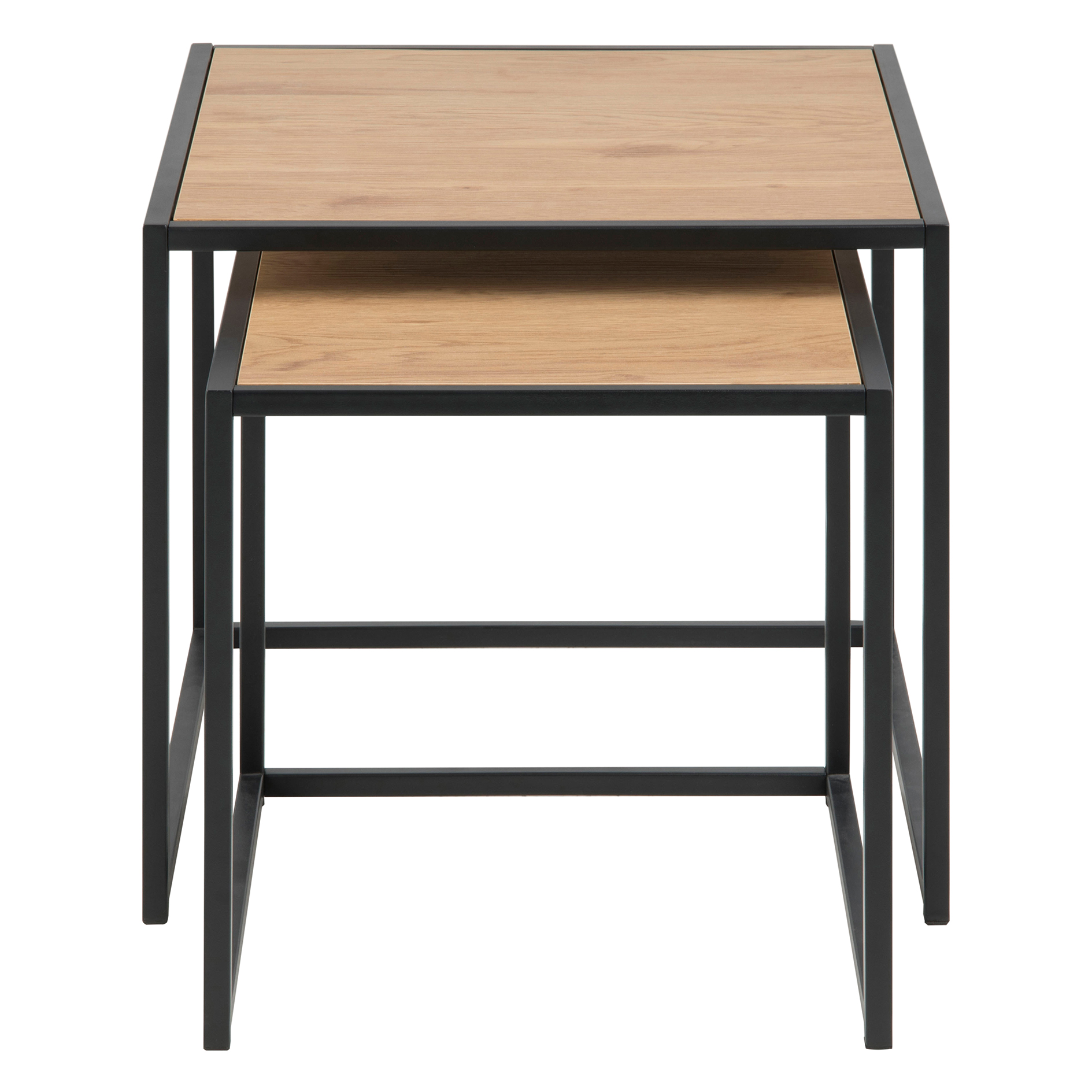 2-teiliges Couchtisch-Set SEAFORD - schwarz-Wildeiche - 50x50 cm