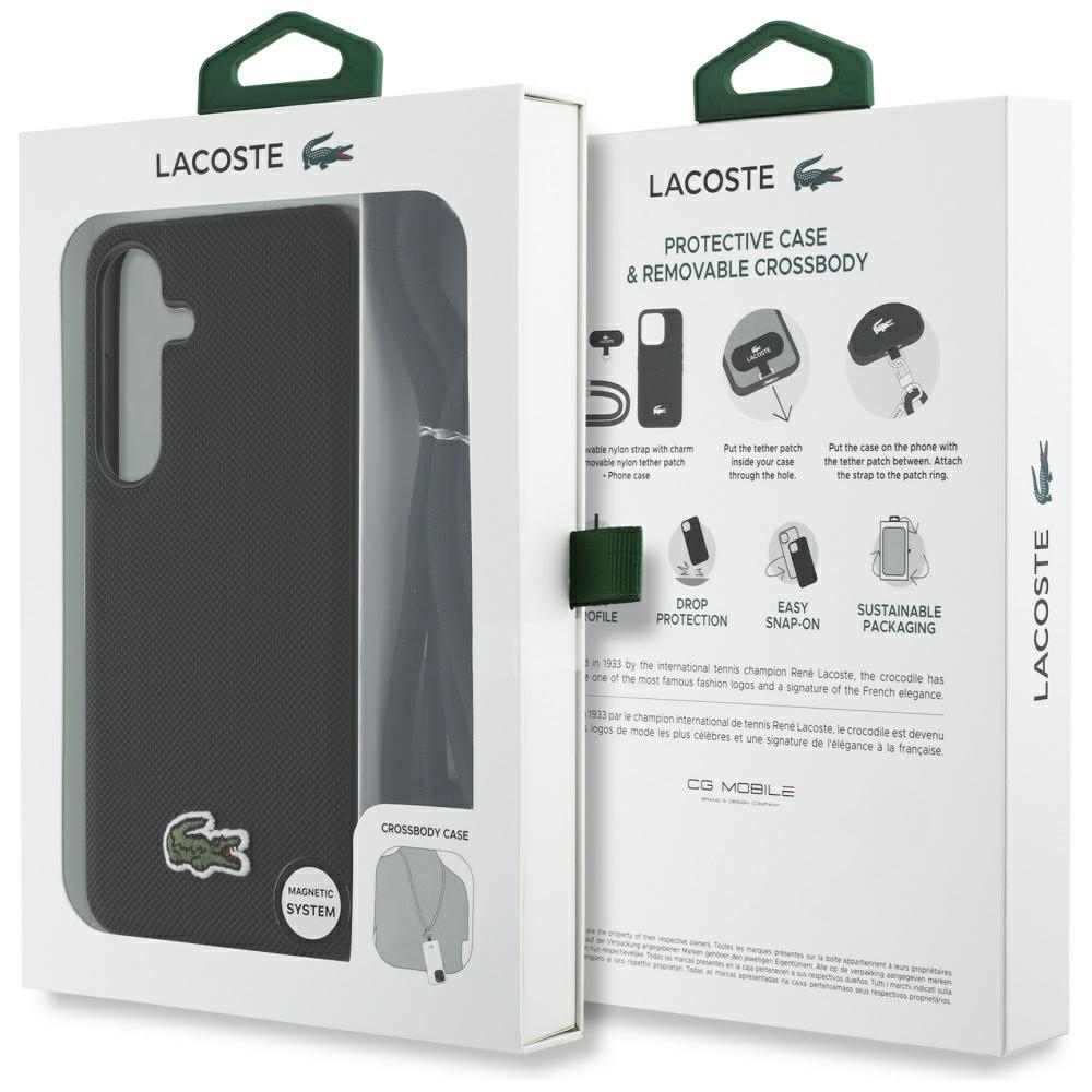 (145cm) Samsung Galaxy S25 Necklace Hardcase Hülle Petit Pique Woven Logo   Handykette MagSafe-Modul (LCHMBCS25SPVCK) - Schwarz