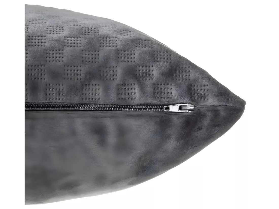 Coussin déhoussable Gris en Velours embossé 38 x 58 cm