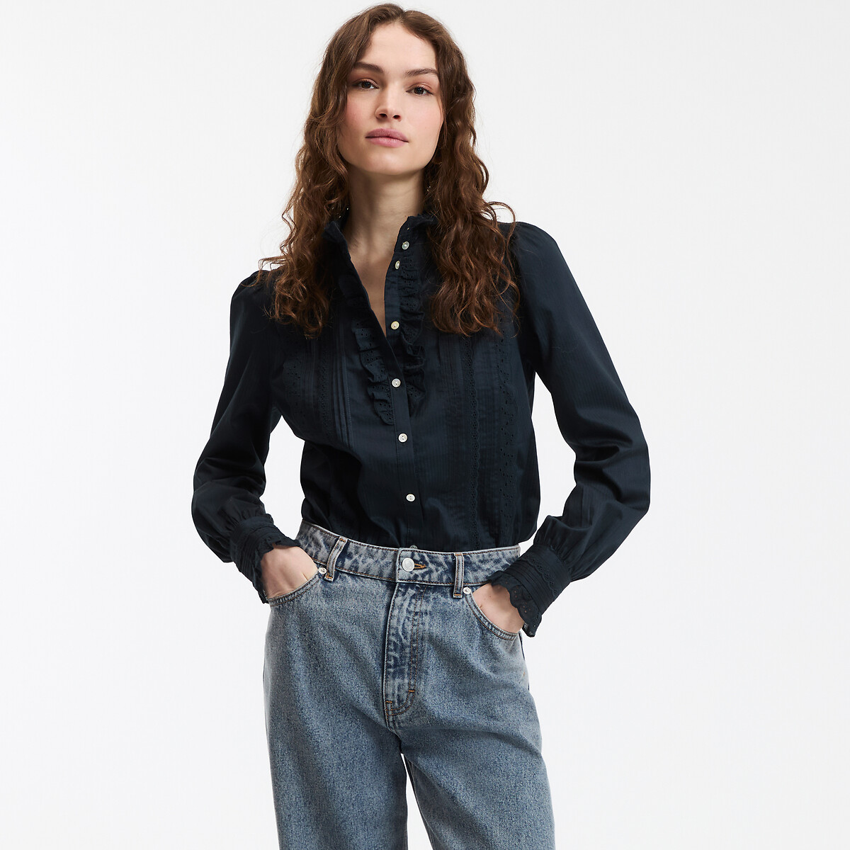 COLEÇÕES LA REDOUTE<br>Blusa romântica de algodão Signature EUGENIE