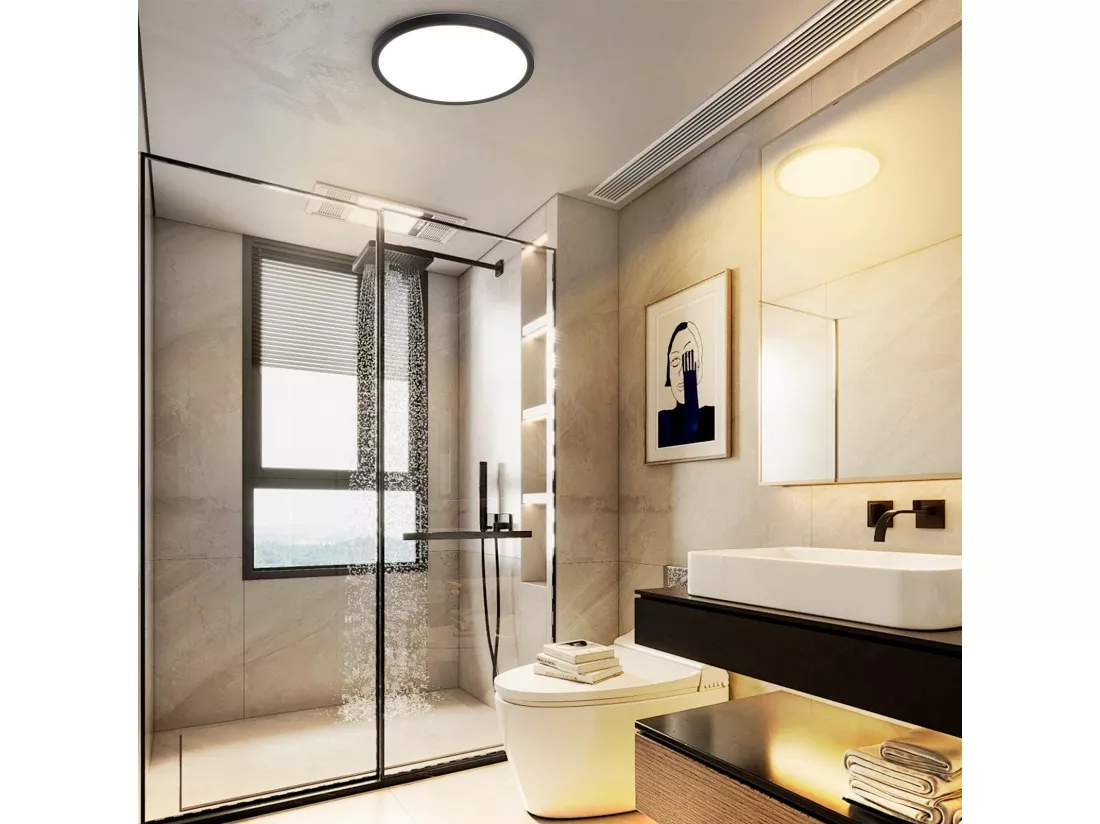 NETTLIFE Plafonnier LED salle de bain plat 30CM 24W rond blanc éclairage de plafond cuisine