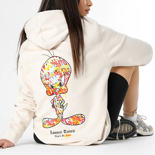Sweat Capuche Femme Tweety Graff Beige