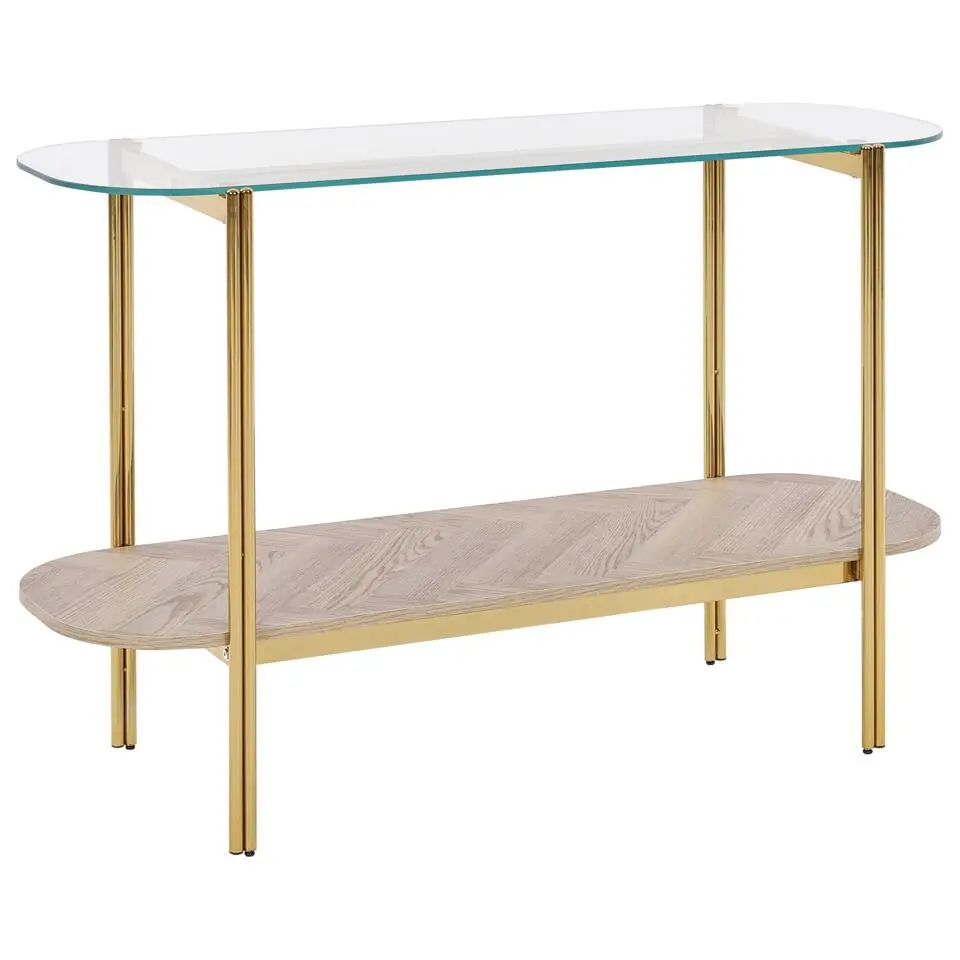 LOVELL - Sidetable - Lichtbruin/Goud - Hout