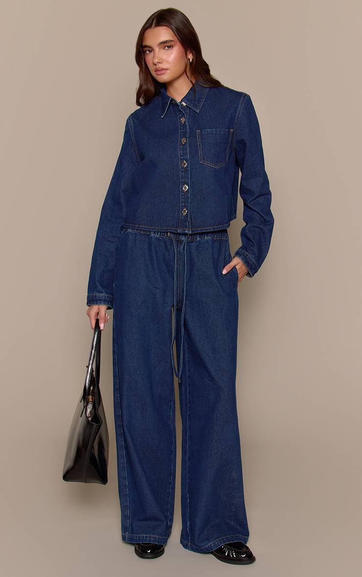 Bleu Indigo Chemise En Denim Courte