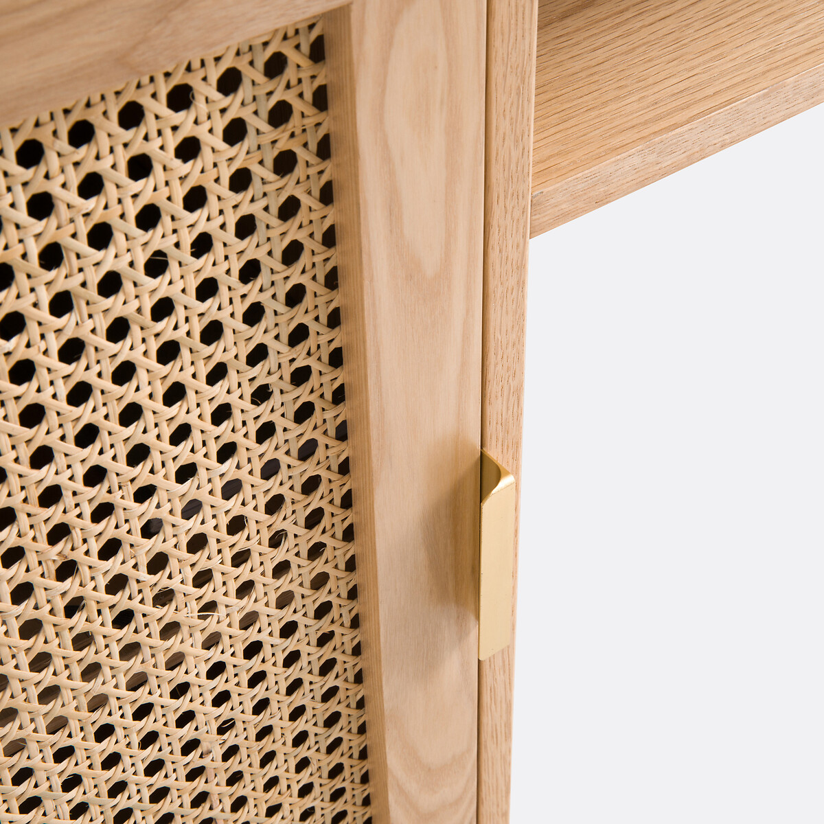 SO'HOME<br>Mesa de escritório dupla em carvalho folheado e rattan, Loris