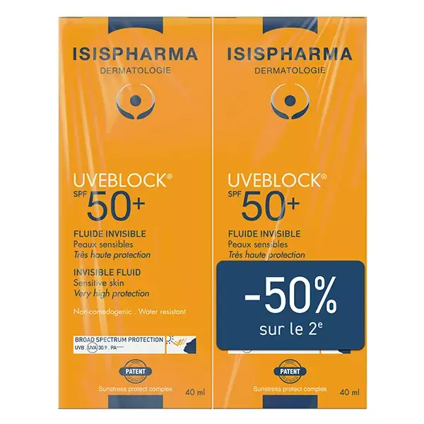 Isispharma Uveblock Fluido Invisível FPS 50+ Conjunto com 2 x 40ml
