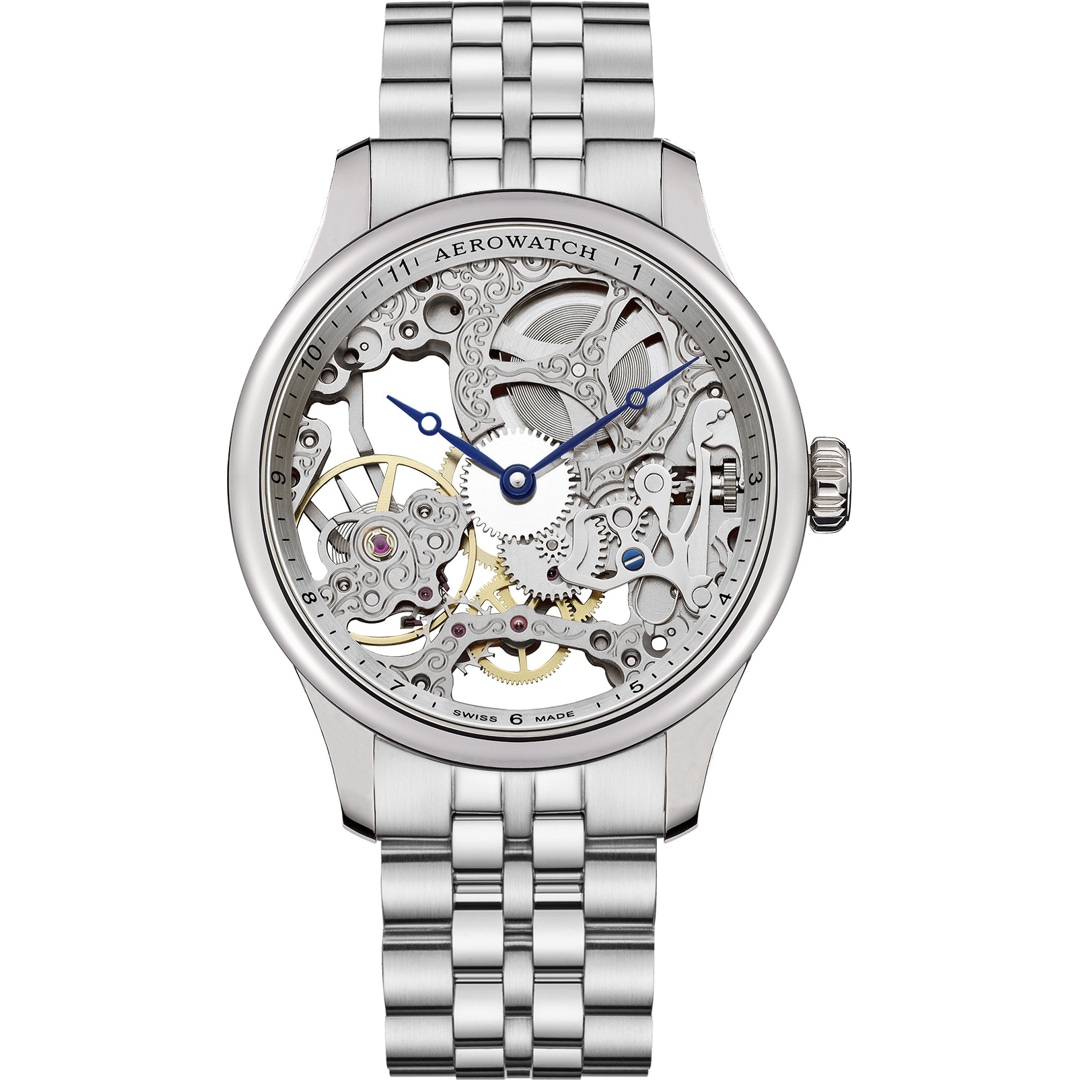 Aerowatch Renaissance Classic Skeleton Silbrig