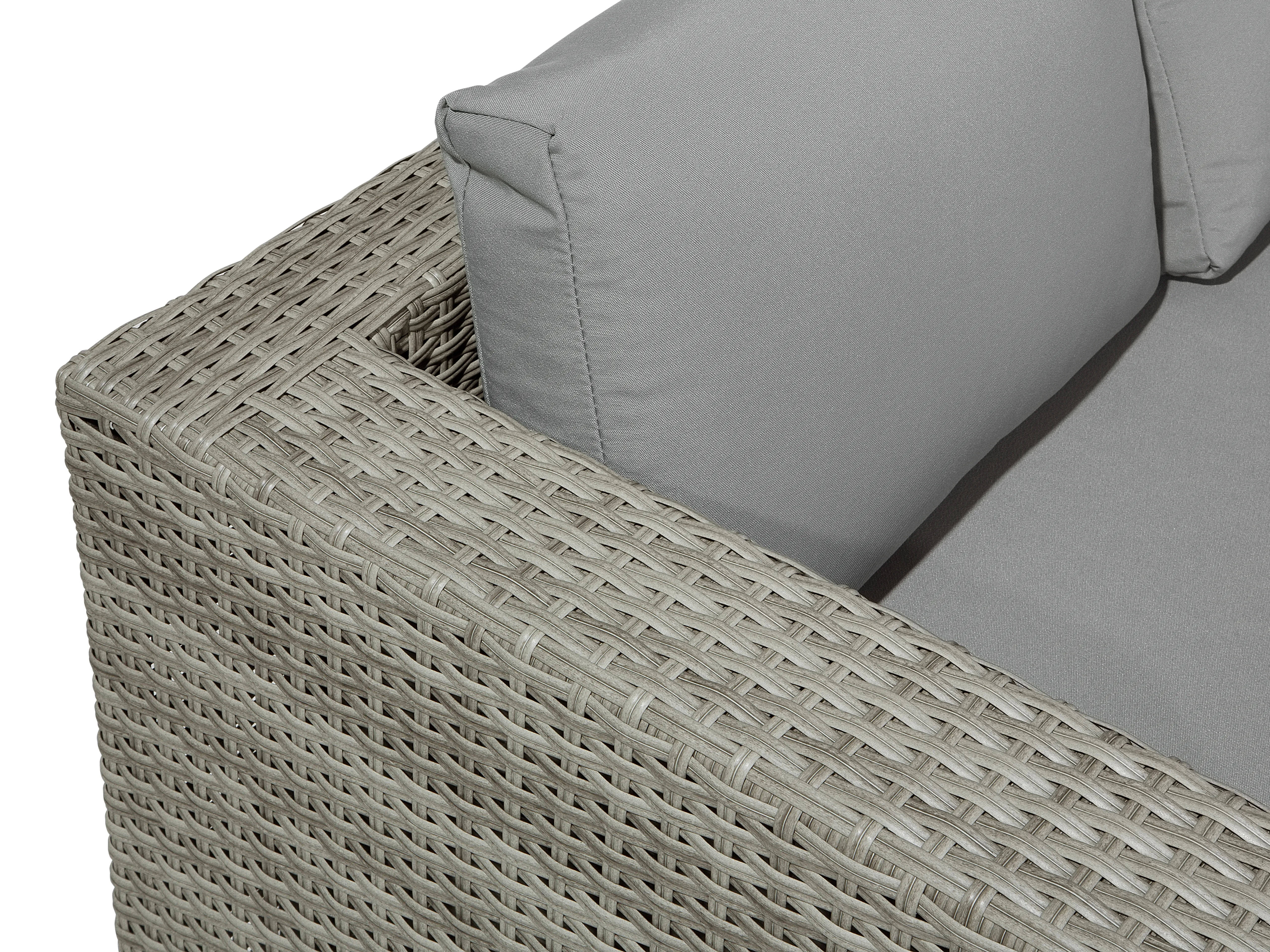 Loungeset met tafel 8-zits XXL rechtszijdig modulair PE rotan Grijs