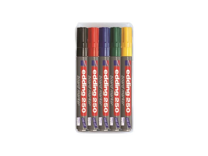 edding Whiteboard-Marker 250 5 Stück, Mehrfarbig Whiteboardmarker zum Schreiben und Markieren